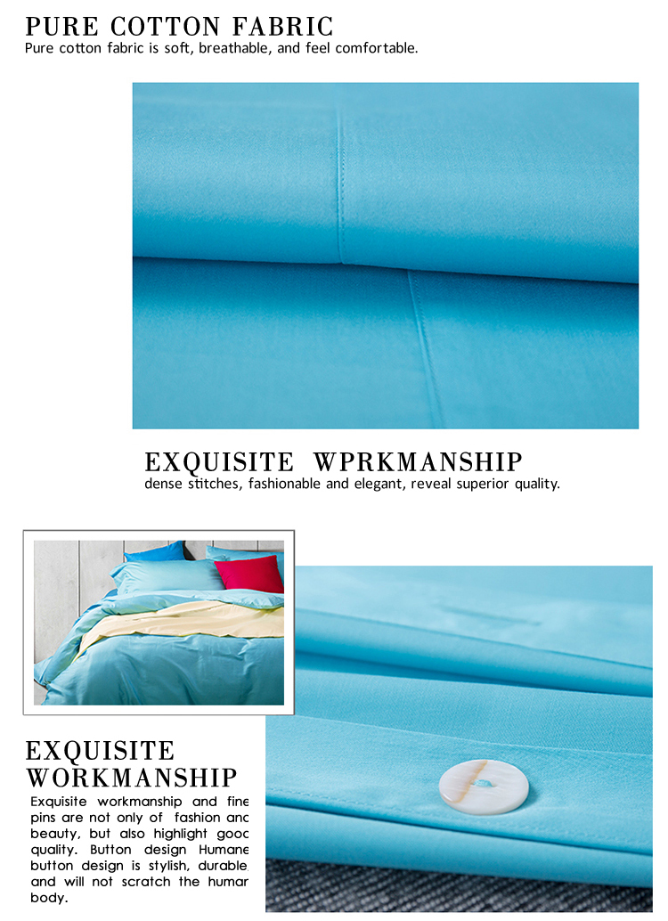 4PCS Bedroom Light Blue Bedspread