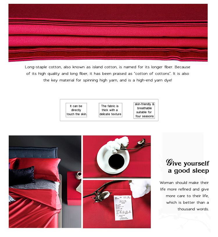 Customized 100% Cotton Red Luxury Bedding