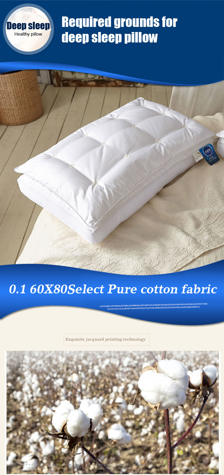 Durable 100% Cotton Most Comfortable Pillow Ever