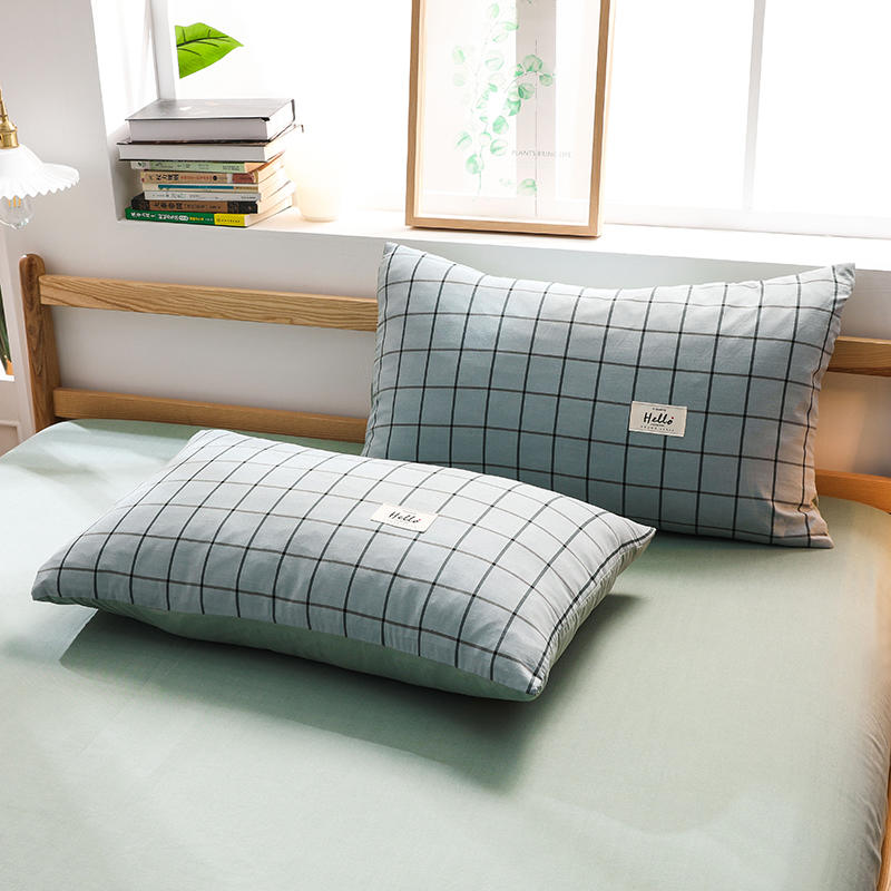 Bed Sheet Student Dorm Cyan Plaid