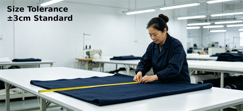 Emergency relief blanket size tolerance check for procurement records and production alignment
