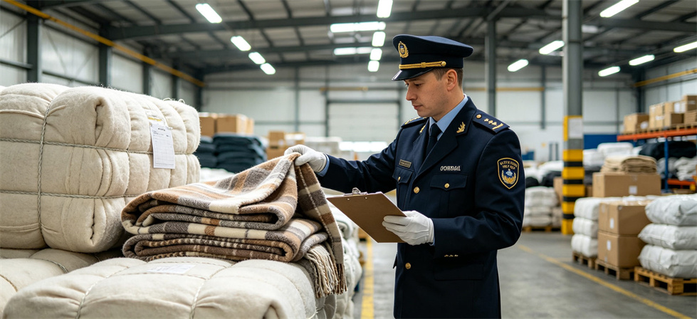 Relief blanket inspection by warehouse officer for scene-based selection and institutional purchase review Relief blanket inspection by warehouse officer for scene-based selection and institutional purchase review