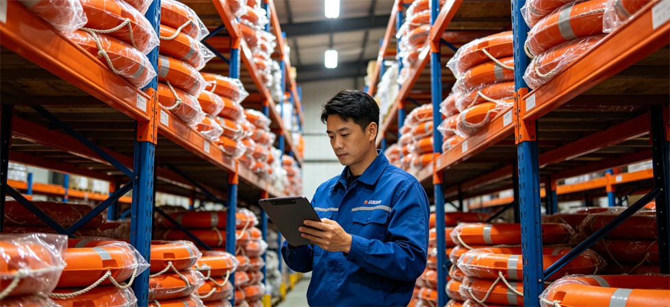 Rescue Lifebuoys showing warehouse stock for bulk order inspection and export shipment coordination