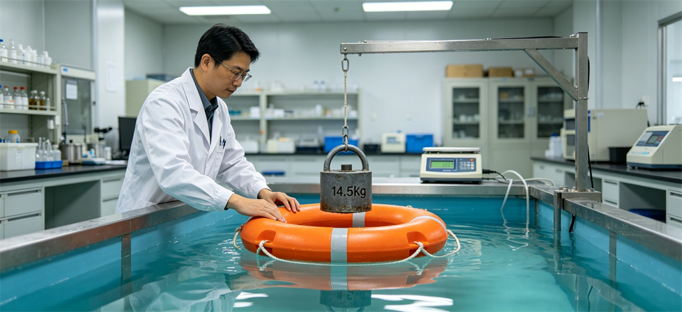Rescue Lifebuoys showing buoyancy test for government procurement and emergency reserve planning