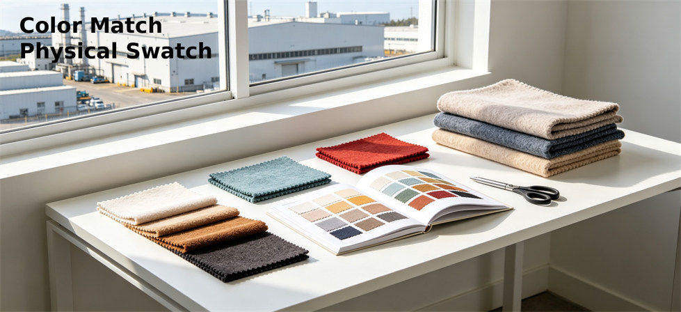 Relief blanket color swatch comparison for locking non-negotiable fields and sample approval details
