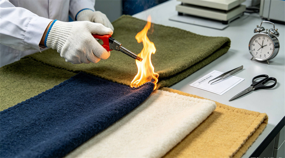 Emergency blanket quality inspection showing solid color navy blue for institutional procurement review
