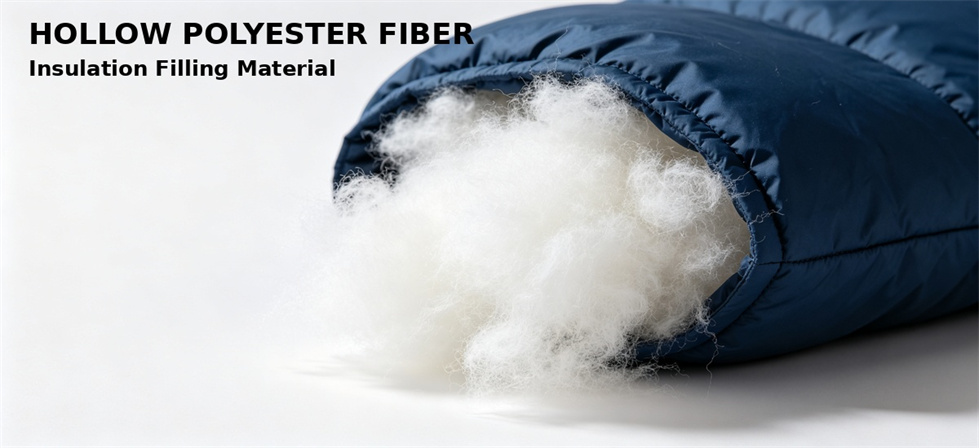 Hollow-fiber sleeping bag insulation displayed for fill-weight and loft assessment Hollow-fiber sleeping bag insulation displayed for fill-weight and loft assessment