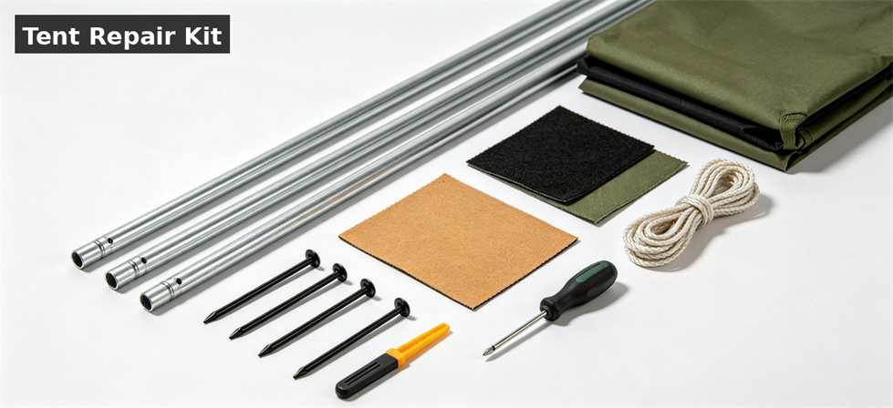 Relief tent repair kit shown for conclusion in institutional relief tent procurement planning