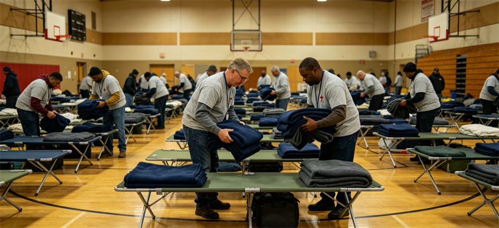 Community shelter blankets gym shown for lead in institutional blanket procurement review