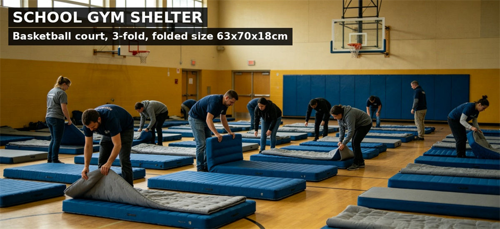 Disaster relief mattresses school gym for institutional procurement, inspection and supply planning