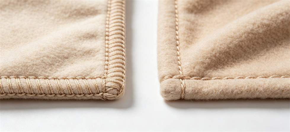 Blanket sample edge compare shown for inspect surface and edges in institutional blanket procurement review