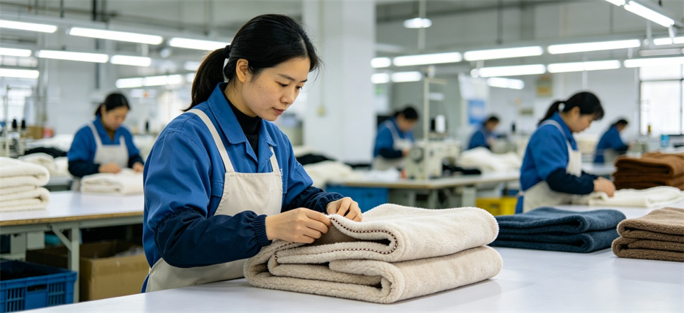 Blanket sample factory qc shown for pre-production sample and aql inspection in institutional blanket procurement review