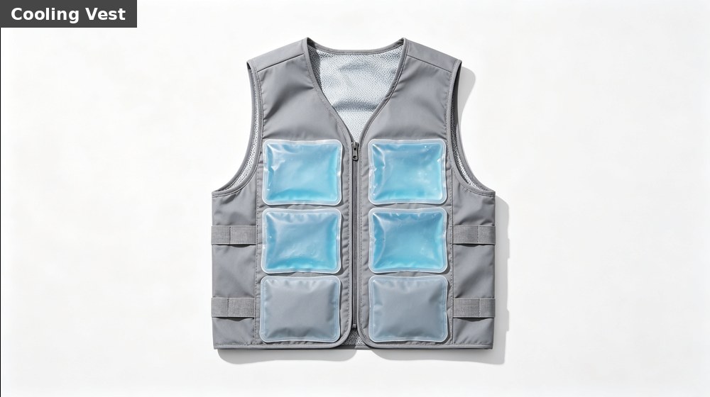 Cooling vest with phase-change inserts for managing heat load during extended industrial hazmat tasks
