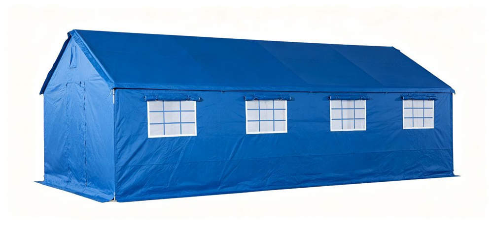 Standard frame relief tent front view with steel upright frame Standard frame relief tent front view with steel upright frame