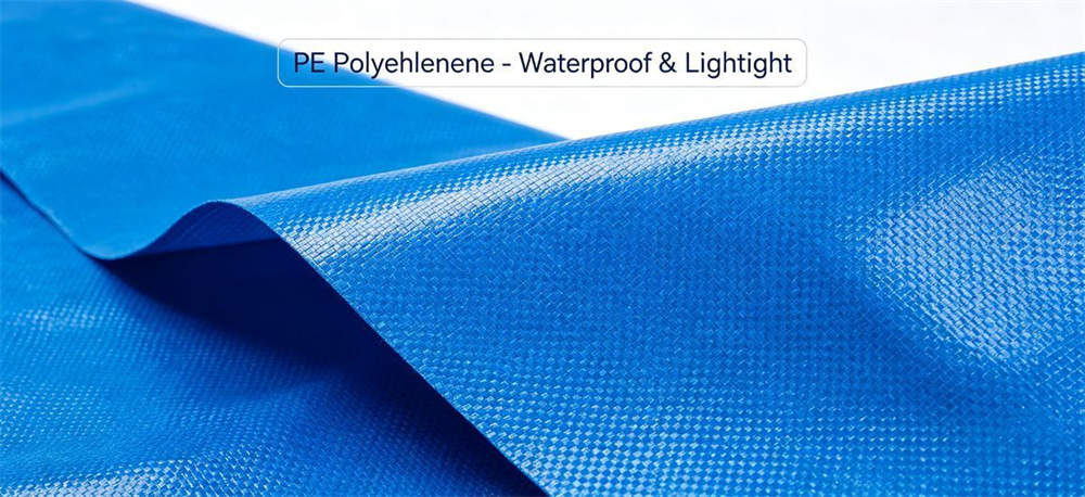 Close-up of PE polyethylene tent fabric showing woven texture