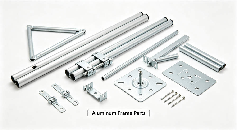 aluminum frame tent components and pole sections for commercial shelter