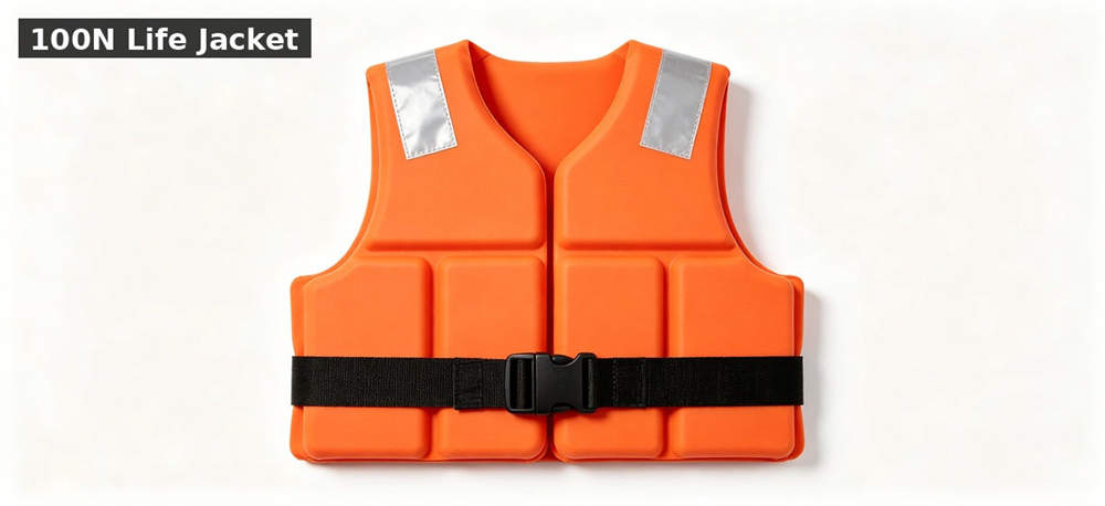 Life jacket 100n orange white background for institutional procurement, inspection and supply planning