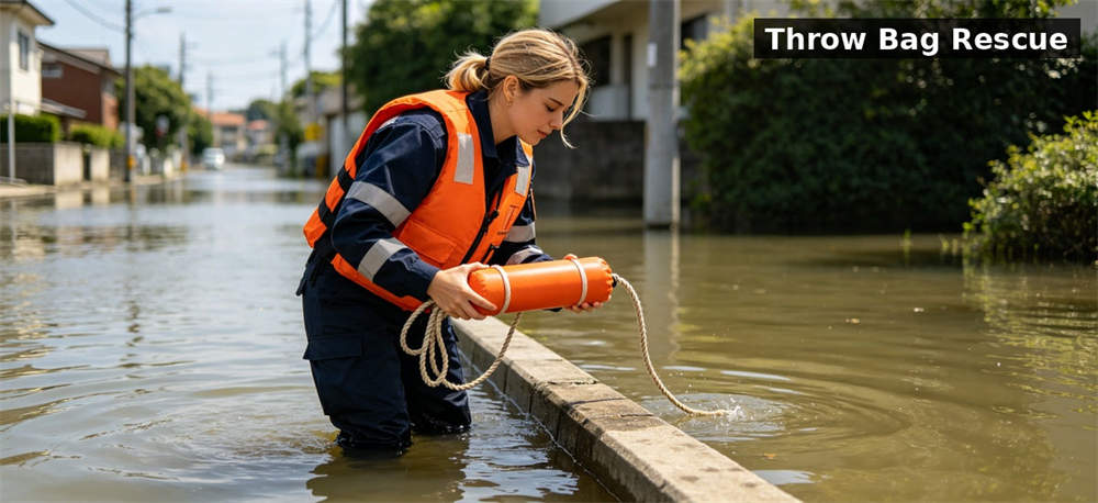 Throw bag orange female rescuer flood for institutional procurement, inspection and supply planning