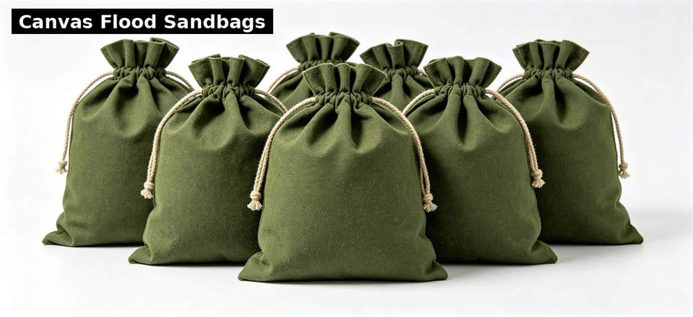 Canvas sandbags white bg for institutional procurement, inspection and supply planning