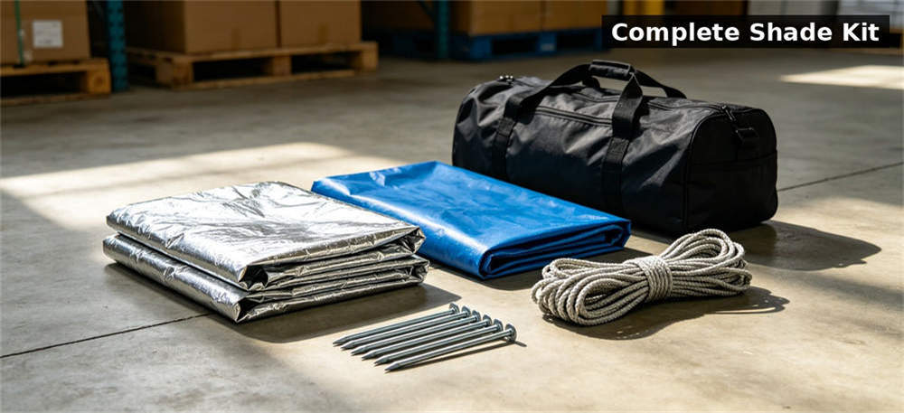 Sunshade kit complete display for institutional procurement, inspection and supply planning