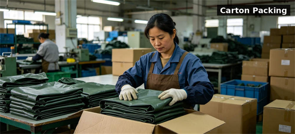 Sunshade tarps factory packing for institutional procurement, inspection and supply planning