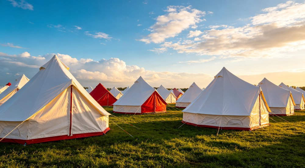 Professional humanitarian relief tent quality inspection team checking emergency shelter units in factory, quality assurance and compliance verification for NGO procurement, industrial inspection photography