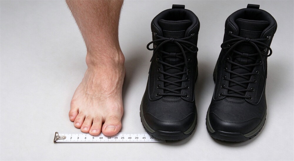 Flood rescue boots size fit guide, measuring foot length with ruler, EU US size chart for wholesale team orders, correct fit prevents blisters Flood rescue boots size fit guide, measuring foot length with ruler, EU US size chart for wholesale team orders, correct fit prevents blisters
