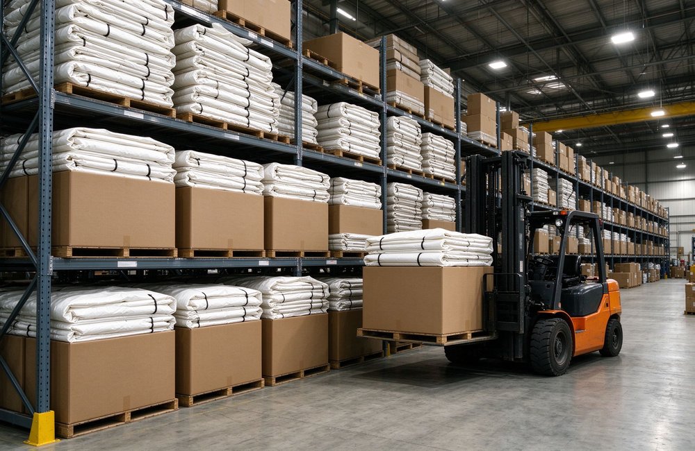 Warehouse stockpile of inflatable emergency shelters bulk storage for government procurement disaster response humanitarian relief distribution programs bulk storage for government procurement disaster response humanitarian relief distribution programs