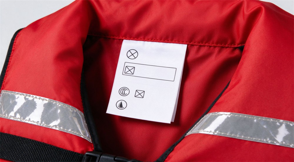Water rescue equipment certification label showing ISO CE and safety symbols verifying product compliance with international standards for professional teams Water rescue equipment certification label showing ISO CE and safety symbols verifying product compliance with international standards for professional teams