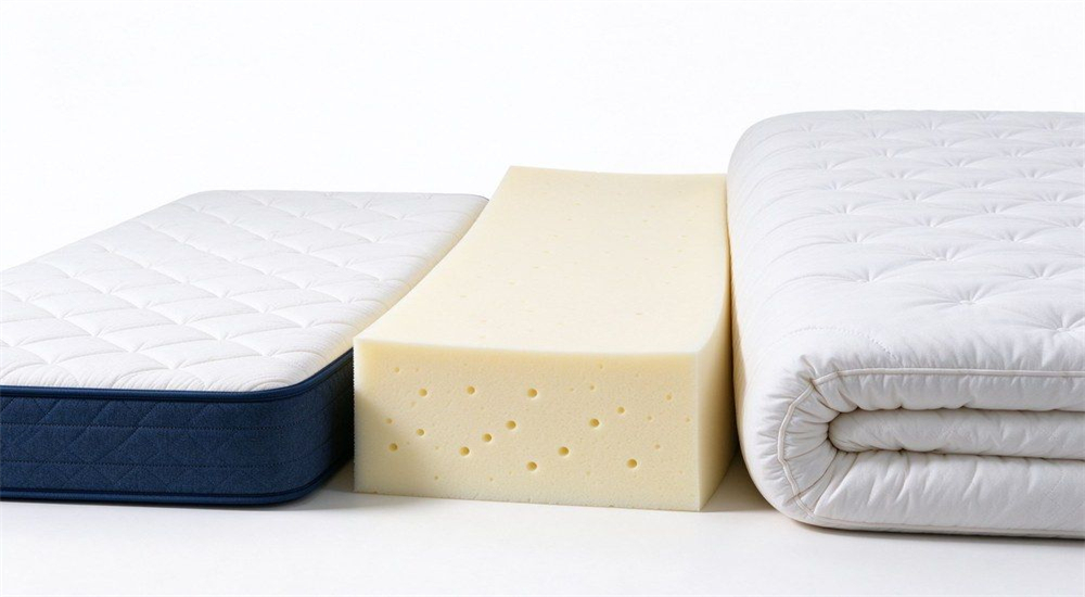 Three school mattress types thickness comparison for wholesale school mattresses, contrasting foam density and cushion layers for bunk bed mattress selection in dormitory procurement Three school mattress types thickness comparison for wholesale school mattresses, contrasting foam density and cushion layers for bunk bed mattress selection in dormitory procurement
