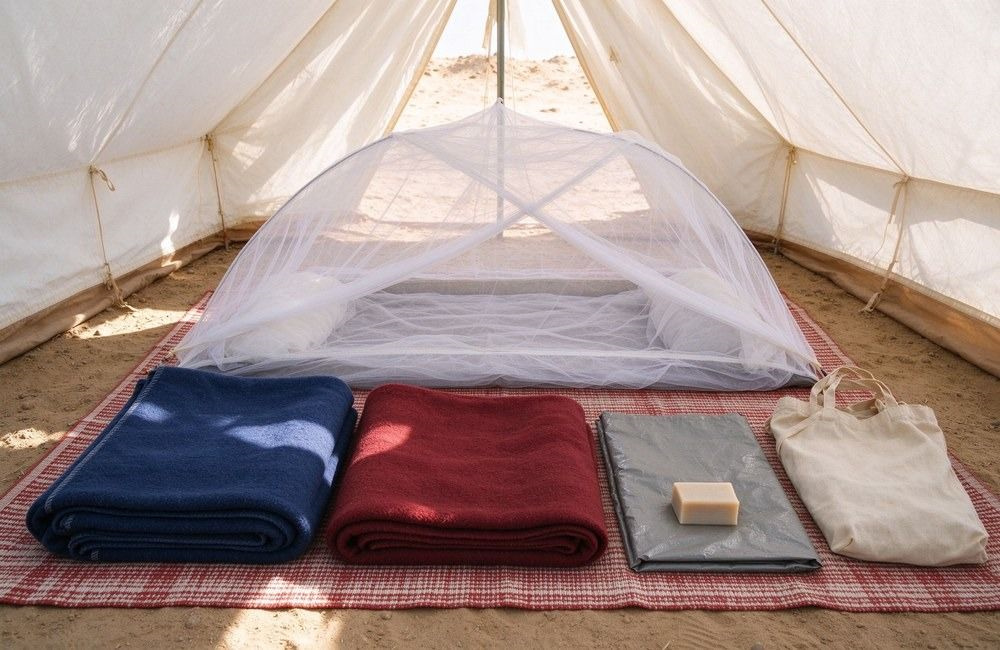 Open RFQ checklist notebook for camp supplies listing specification, packing and delivery lines, showing RFQ checklist practice for IDP camp supplies