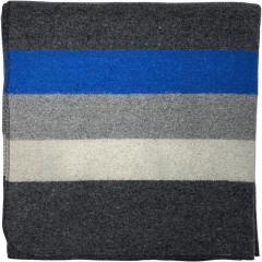 Wojskowy koc z wełny 40%, żywotność 9 lat, niebiesko-biały, szary